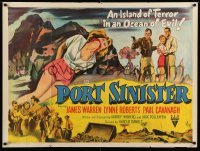 2y676 PORT SINISTER British quad '53 great art of man shooting at giant crab attacking bound girl!