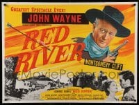 2y678 RED RIVER British quad R50s great artwork of John Wayne, Montgomery Clift, Howard Hawks