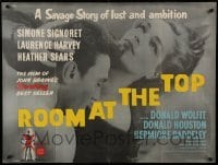 2y682 ROOM AT THE TOP British quad '59 different c/u of Laurence Harvey & Simone Signoret!