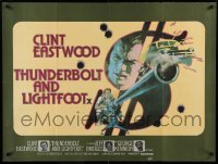 2y699 THUNDERBOLT & LIGHTFOOT British quad '74 art of Clint Eastwood with gun by Arnaldo Putzu!