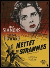 2y325 CLOUDED YELLOW Danish '51 Wenzel art of Jean Simmons running from Trevor Howard!