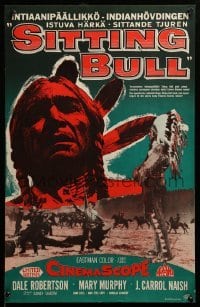2y310 SITTING BULL Finnish '56 cool artwork of Dale Robertson, Mary Murphy & Native Americans!