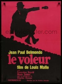 2y088 THIEF OF PARIS French 23x31 R70s Louis Malle, cool silhouette art of Jean-Paul Belmondo!