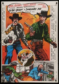 2y767 BUTCH CASSIDY & THE SUNDANCE KID Polish 27x38 '83 great different Pagowski comic-style art!