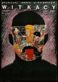 2y830 WITKACY exhibition Polish 26x37 '85 cool Pagowski art of man with wild mask made of art!
