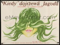 2y741 KO ZORIJO JAGODE Polish 23x30 '79 great close-up art of woman with green hair by Danka!