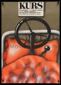 2y743 LONG DRIVE Polish 23x32 '76 wacky artwork of bed w/steering wheel and shifter by Nasfeter!