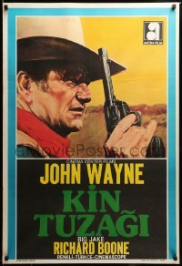 2y398 BIG JAKE Turkish '73 great different artwork of John Wayne with revolver!