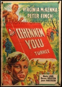 2y474 TOWN LIKE ALICE Turkish '57 great different artwork of Virginia McKenna, Peter Finch!