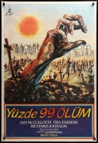 2y480 ZOMBIE Turkish '86 Lucio Fulci, cool art of zombie horde heading to city!