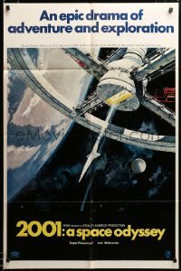 2z434 2001: A SPACE ODYSSEY 70mm style A 1sh '68 Stanley Kubrick, art of space wheel by Bob McCall!