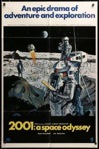 2z435 2001: A SPACE ODYSSEY 70mm style B 1sh '68 Kubrick, McCall art of astronauts on the moon!