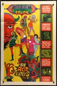 2z273 ACID EATERS 1sh '67 nude beach parties, LSD orgies, the Devil & more, psychedelic art, rare!