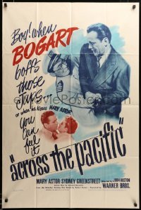 2z009 ACROSS THE PACIFIC 1sh '42 when Humphrey Bogart kisses Astor, you can feel it, ultra rare!