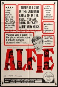2z566 ALFIE 1sh '66 British cad Michael Caine loves them & leaves them, ask any girl!