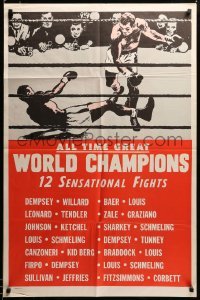 2z866 ALL TIME GREAT WORLD CHAMPIONS 1sh '40s Jack Dempsey, Joe Louis, Rocky Graziano, boxing