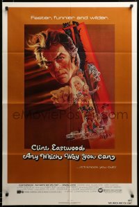 2z774 ANY WHICH WAY YOU CAN 1sh '80 cool artwork of Clint Eastwood & Clyde by Bob Peak!