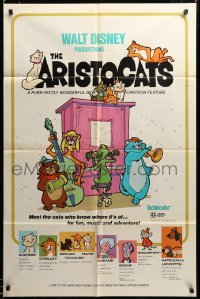 2z903 ARISTOCATS 1sh '71 Walt Disney feline jazz musical cartoon, great colorful art!