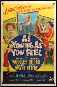 2z191 AS YOUNG AS YOU FEEL 1sh '51 great art including young sexy Marilyn Monroe!
