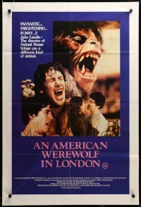 2z094 AMERICAN WEREWOLF IN LONDON Aust 1sh '82 different image of Naughton transforming & monster!