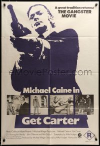 2z573 GET CARTER Aust 1sh '71 cool image of Michael Caine holding shotgun, The Gangster Movie!