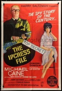 2z577 IPCRESS FILE Aust 1sh '65 Michael Caine in the spy story of the century, cool artwork!