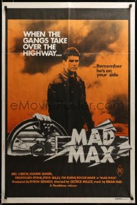 2z154 MAD MAX orange style Aust 1sh '79 Mel Gibson, George Miller classic, incredibly rare!