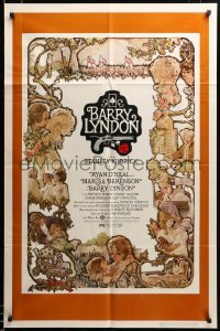 2z437 BARRY LYNDON 1sh '75 Stanley Kubrick, Ryan O'Neal, colorful art of cast by Gehm!