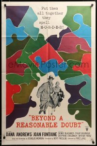 2z369 BEYOND A REASONABLE DOUBT 1sh '56 Fritz Lang noir, art of Dana Andrews & Joan Fontaine!