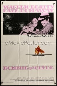2z391 BONNIE & CLYDE 1sh '67 notorious crime duo Warren Beatty & Faye Dunaway, Arthur Penn!