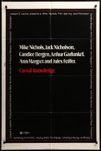 2z829 CARNAL KNOWLEDGE 1sh '71 Jack Nicholson, Candice Bergen, Art Garfunkel, Ann-Margret!