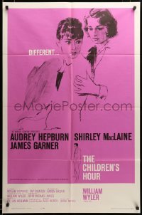 2z224 CHILDREN'S HOUR 1sh '62 close up artwork of Audrey Hepburn & Shirley MacLaine!