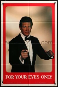 2z636 FOR YOUR EYES ONLY 27x41 commercial poster '81 waist-high c/u of Roger Moore as James Bond!