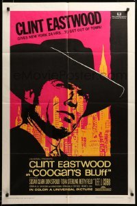 2z778 COOGAN'S BLUFF 1sh '68 c/u art of Clint Eastwood in New York City, directed by Don Siegel!