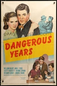 2z195 DANGEROUS YEARS 1sh '48 stone litho of Ann Todd holding Billy Halop!