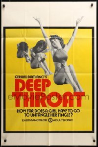 2z291 DEEP THROAT 25x38 1sh '72 how far does Linda Lovelace have to go to untangle her tingle!
