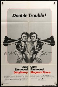 2z782 DIRTY HARRY/MAGNUM FORCE 1sh '75 cool mirror image of Clint Eastwood, double trouble!