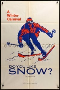 2z872 DO YOU LIKE SNOW 1sh '70s great skiing image, a Winter carnival, great art of skier!