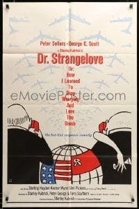 2z438 DR. STRANGELOVE 1sh '64 Stanley Kubrick classic, Peter Sellers, cool Tomi Ungerer art!
