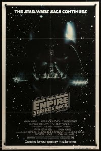 2z490 EMPIRE STRIKES BACK NSS style advance 1sh '80 Darth Vader helmet in space, Lucas classic!