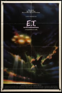2z456 E.T. THE EXTRA TERRESTRIAL advance 1sh '82 different spaceship in clouds art by Alvin!