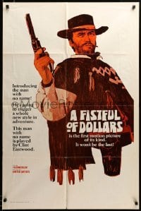 2z768 FISTFUL OF DOLLARS style A teaser 1sh '67 introducing the man with no name, Clint Eastwood!