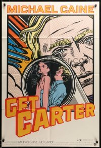 2z571 GET CARTER 1sh '71 great different John Van Hamersveld art of Michael Caine, ultra rare!