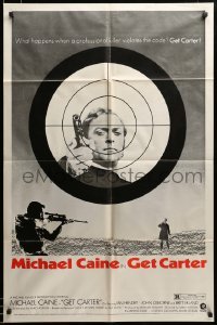 2z574 GET CARTER style B 1sh '71 cool different image of Michael Caine & sniper with rifle!