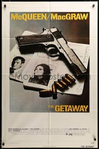 2z714 GETAWAY 1sh '72 Steve McQueen, McGraw, Sam Peckinpah, cool gun & passports image!