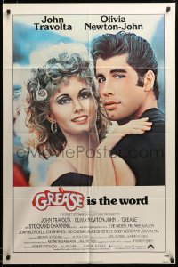 2z958 GREASE 1sh '78 c/u of John Travolta & Olivia Newton-John in a most classic musical!
