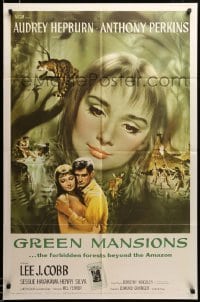 2z227 GREEN MANSIONS 1sh '59 art of Audrey Hepburn & Anthony Perkins by Joseph Smith!