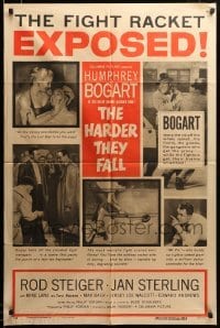 2z029 HARDER THEY FALL style B 1sh '56 Humphrey Bogart, Rod Steiger, boxing classic, cool images!