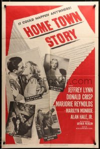 2z199 HOME TOWN STORY 1sh '51 sexy Marilyn Monroe as the beautiful secretary is shown!