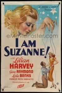 2z345 I AM SUZANNE 1sh '33 stone litho of Lilian Harvey w/ marionettes of herself & Raymond, rare!